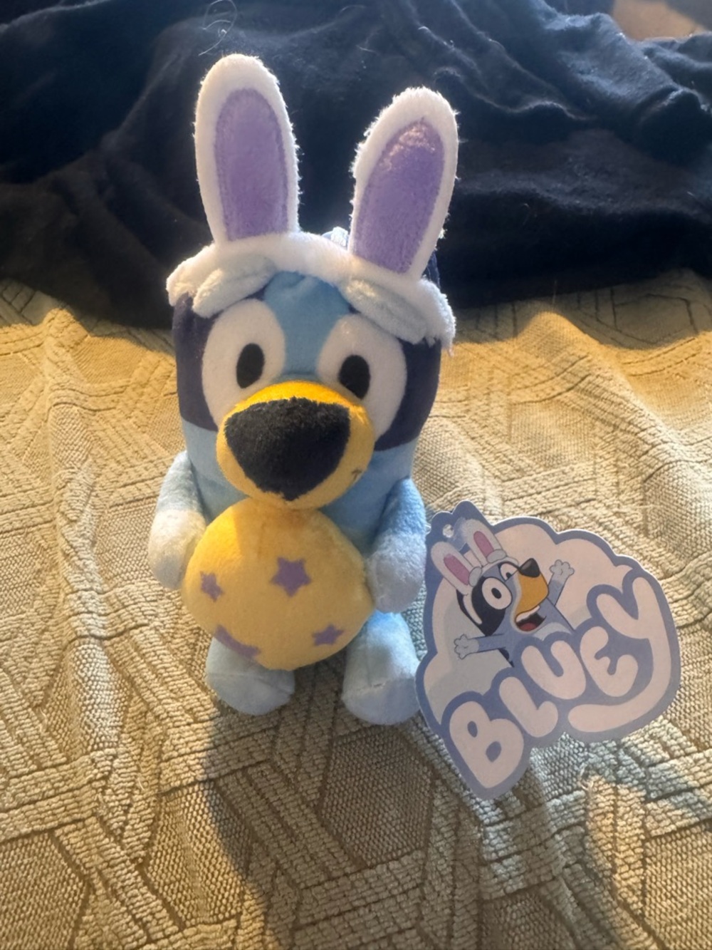 Bluey plush with backpack clip, Easter egg and bunny ears, DanDee, NWT